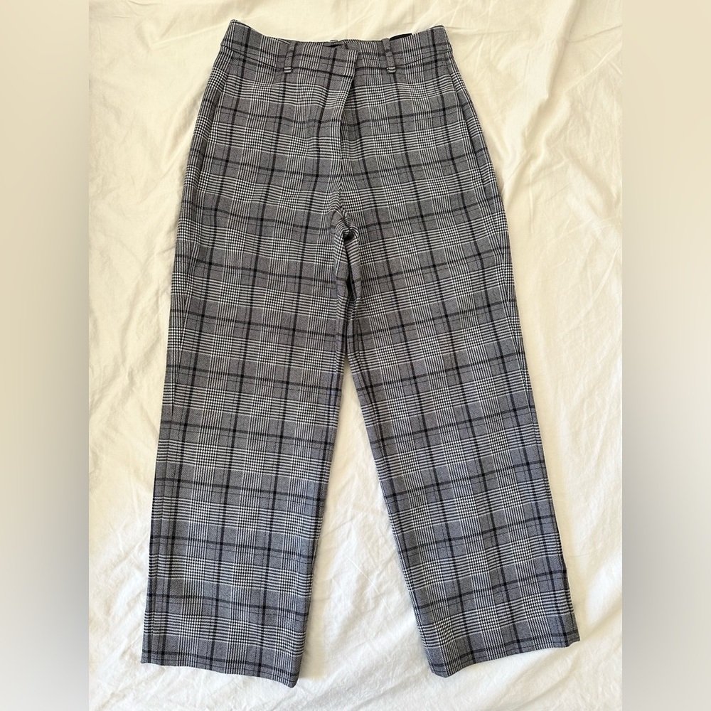 Theory Women Gray Plaid Pants